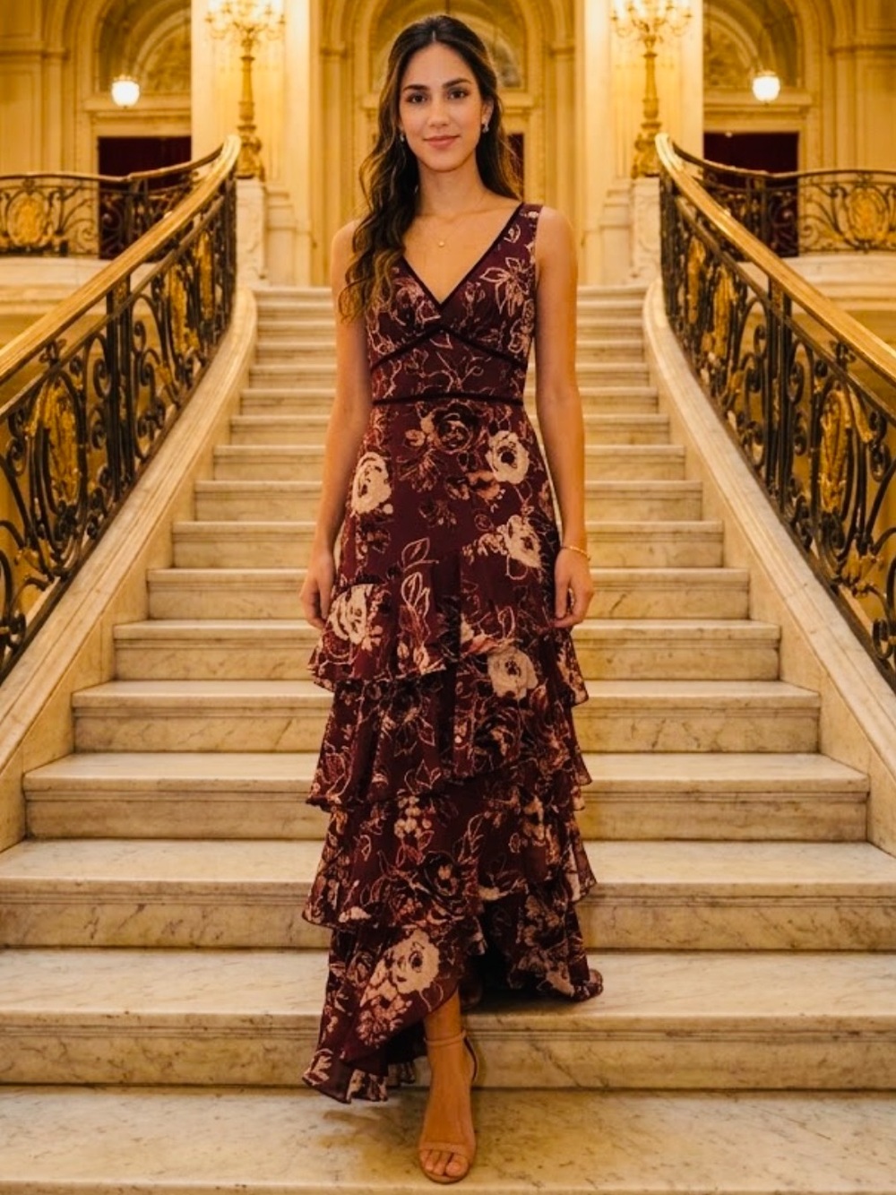 Marchesa Notte Tiered Dress